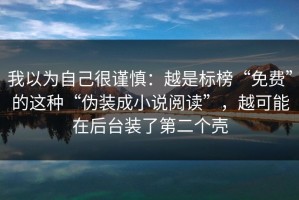 我以为自己很谨慎：越是标榜“免费”的这种“伪装成小说阅读”，越可能在后台装了第二个壳