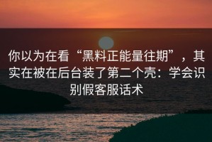 你以为在看“黑料正能量往期”，其实在被在后台装了第二个壳：学会识别假客服话术