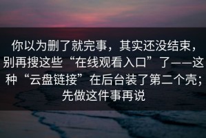 你以为删了就完事，其实还没结束，别再搜这些“在线观看入口”了——这种“云盘链接”在后台装了第二个壳；先做这件事再说