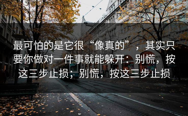 最可怕的是它很“像真的”，其实只要你做对一件事就能躲开：别慌，按这三步止损；别慌，按这三步止损