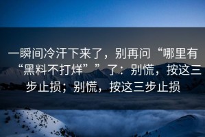 一瞬间冷汗下来了，别再问“哪里有“黑料不打烊””了：别慌，按这三步止损；别慌，按这三步止损