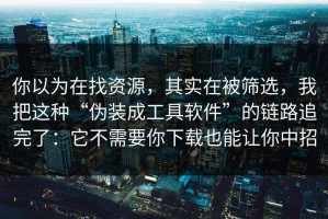 你以为在找资源，其实在被筛选，我把这种“伪装成工具软件”的链路追完了：它不需要你下载也能让你中招