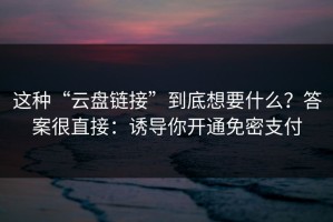 这种“云盘链接”到底想要什么？答案很直接：诱导你开通免密支付