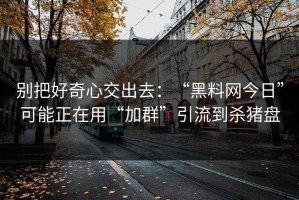 别把好奇心交出去：“黑料网今日”可能正在用“加群”引流到杀猪盘