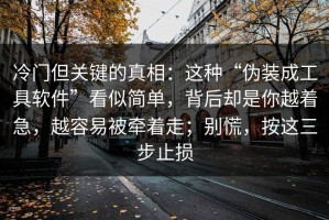 冷门但关键的真相：这种“伪装成工具软件”看似简单，背后却是你越着急，越容易被牵着走；别慌，按这三步止损