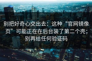 别把好奇心交出去：这种“官网镜像页”可能正在在后台装了第二个壳；别再给任何验证码