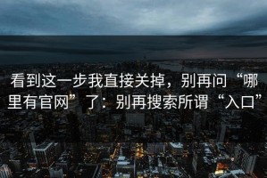 看到这一步我直接关掉，别再问“哪里有官网”了：别再搜索所谓“入口”