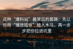 这种“爆料站”最常见的套路：先让你用“播放插件”植入木马，再一步步把你拉进坑里