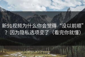 新91视频为什么你会觉得“没以前顺”？因为隐私选项变了（看完你就懂）