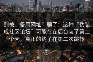 别被“备用网址”骗了：这种“伪装成社区论坛”可能在在后台装了第二个壳，真正的钩子在第二次跳转