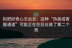 别把好奇心交出去：这种“伪装成客服通道”可能正在在后台装了第二个壳