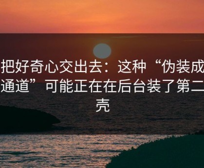 别把好奇心交出去：这种“伪装成客服通道”可能正在在后台装了第二个壳