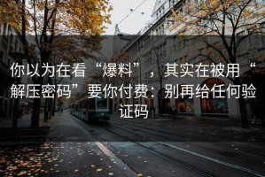 你以为在看“爆料”，其实在被用“解压密码”要你付费：别再给任何验证码