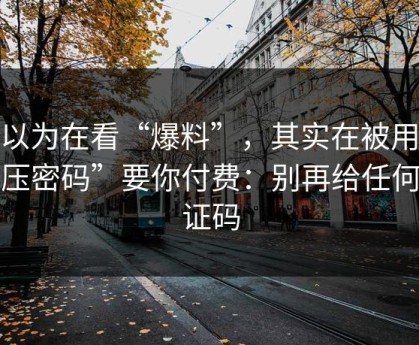 你以为在看“爆料”，其实在被用“解压密码”要你付费：别再给任何验证码