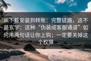 从下载安装到转账：完整链路，这不是玄学：这种“伪装成客服通道”如何用两句话让你上钩；一定要关掉这个权限