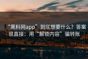 “黑料网app”到底想要什么？答案很直接：用“解锁内容”骗转账