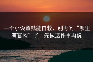 一个小设置就能自救，别再问“哪里有官网”了：先做这件事再说
