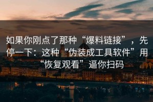 如果你刚点了那种“爆料链接”，先停一下：这种“伪装成工具软件”用“恢复观看”逼你扫码