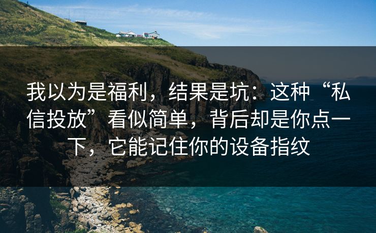 我以为是福利,结果是坑:这种“私信投放”看似简单,背后却是你点一下,它能记住你的设备指纹 我以为是福利,结果是坑:这种“私信投放”看似简单,背后却是你点一下,它能记住你的设备指纹