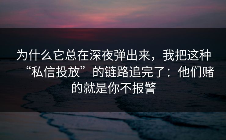 为什么它总在深夜弹出来,我把这种“私信投放”的链路追完了:他们赌的就是你不报警 为什么它总在深夜弹出来,我把这种“私信投放”的链路追完了:他们赌的就是你不报警