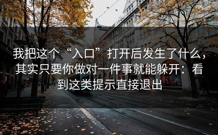 我把这个“入口”打开后发生了什么,其实只要你做对一件事就能躲开:看到这类提示直接退出 我把这个“入口”打开后发生了什么,其实只要你做对一件事就能躲开:看到这类提示直接退出