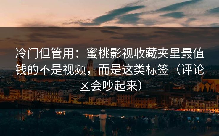 冷门但管用：蜜桃影视收藏夹里最值钱的不是视频，而是这类标签（评论区会吵起来）