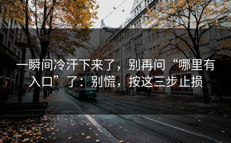 一瞬间冷汗下来了，别再问“哪里有入口”了：别慌，按这三步止损