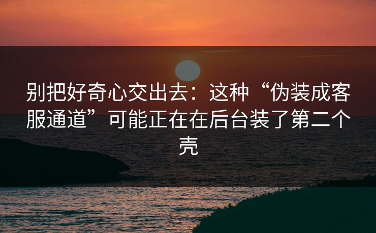别把好奇心交出去：这种“伪装成客服通道”可能正在在后台装了第二个壳