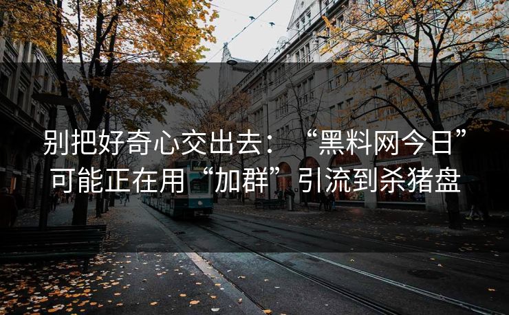 别把好奇心交出去：“黑料网今日”可能正在用“加群”引流到杀猪盘